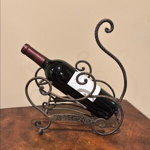 Elegant Bronze and Gold Metal Wine Holder
